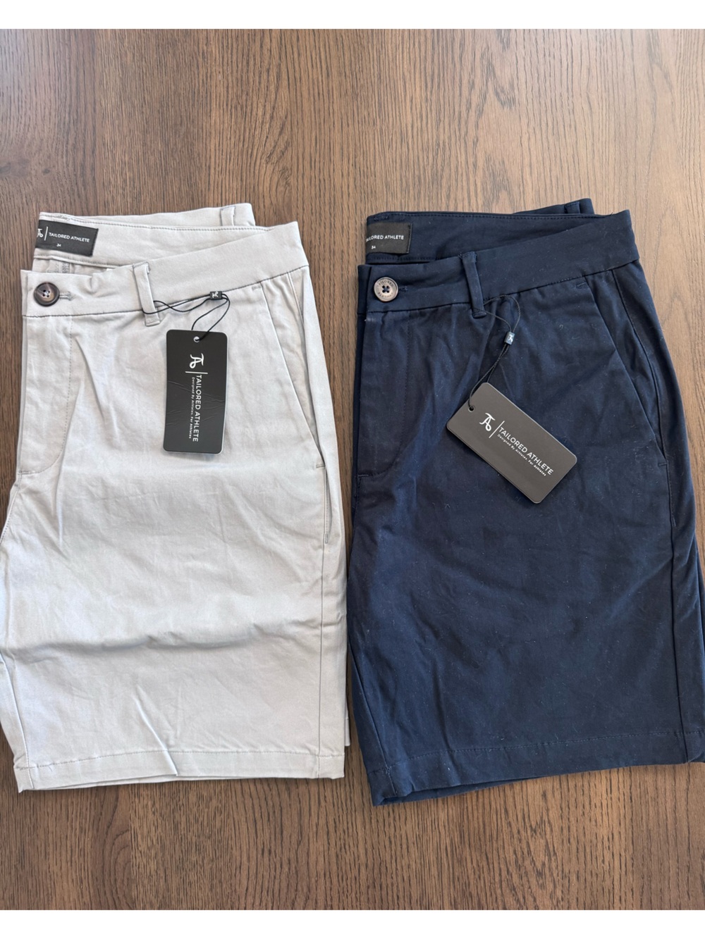 NWT Tailored Athlete Size 34 Men’s Shorts - Set of 2 -Navy and Light Gray - 7 in